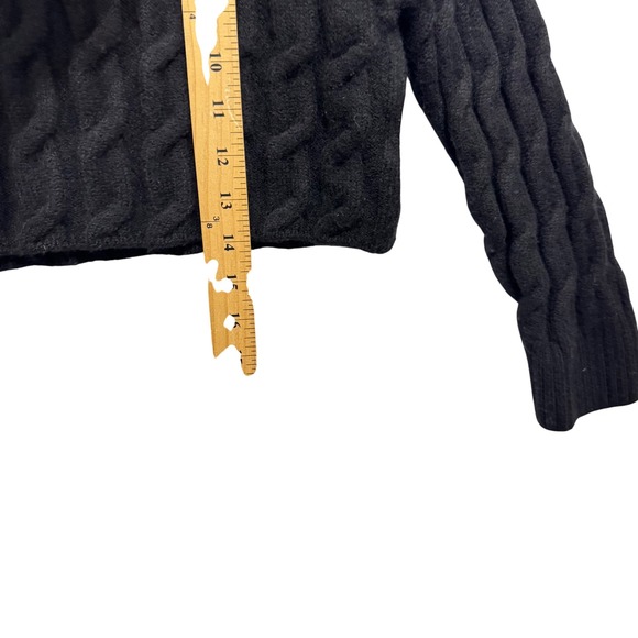 Aritzia Babaton Glory Merino Wool Cable Knit Cropped Sweater Black Size Medium - Picture 6 of 9